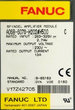 A06B-6078-H202#H500 | FANUC Spindle Amplifiers A06B-6078-H202#H500 | FANUC Spindle Amplifiers